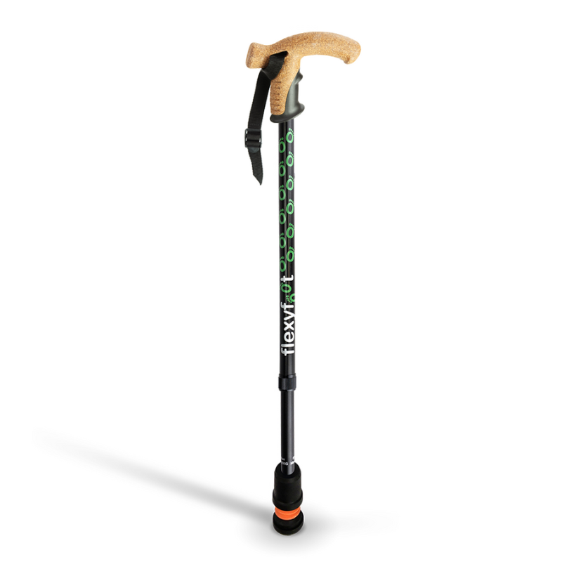 Flexyfoot Premium Cork Handle Folding Walking Stick - Orange