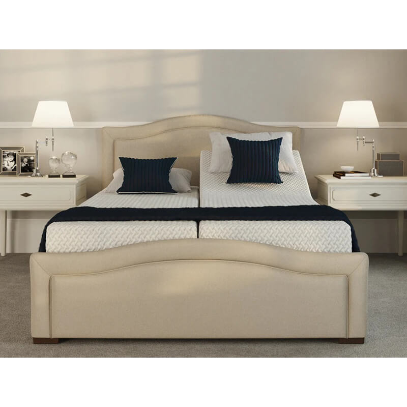 The Edel Dual has a split/twin mattress platform allowing each side to be controlled independently. Matching detailed head and foot boards give the Edel a grand, plush appearance.