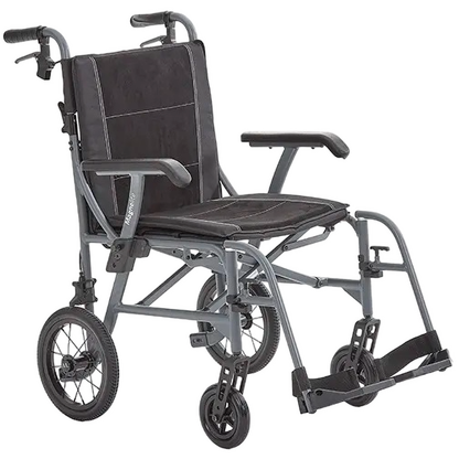 Introducing the Motion Healthcare Magnelite Transit Wheelchair, a lightweight and versatile mobility solution for indoor and outdoor use. Its folding aluminum frame ensures easy storage and transportation, while the magnesium alloy construction offers durability and style. Features include cushioned seating, folding armrests, quick-release rear wheels, and attendant brakes for safety and convenience. Experience newfound comfort and independence with the Motion Healthcare Magnelite Transit Wheelchair.