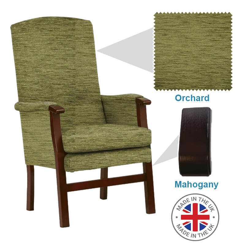 Mobility-World-Ltd-UK-Henley-High-Back-Chair-Orchard-Fabric-mahogany-Wood