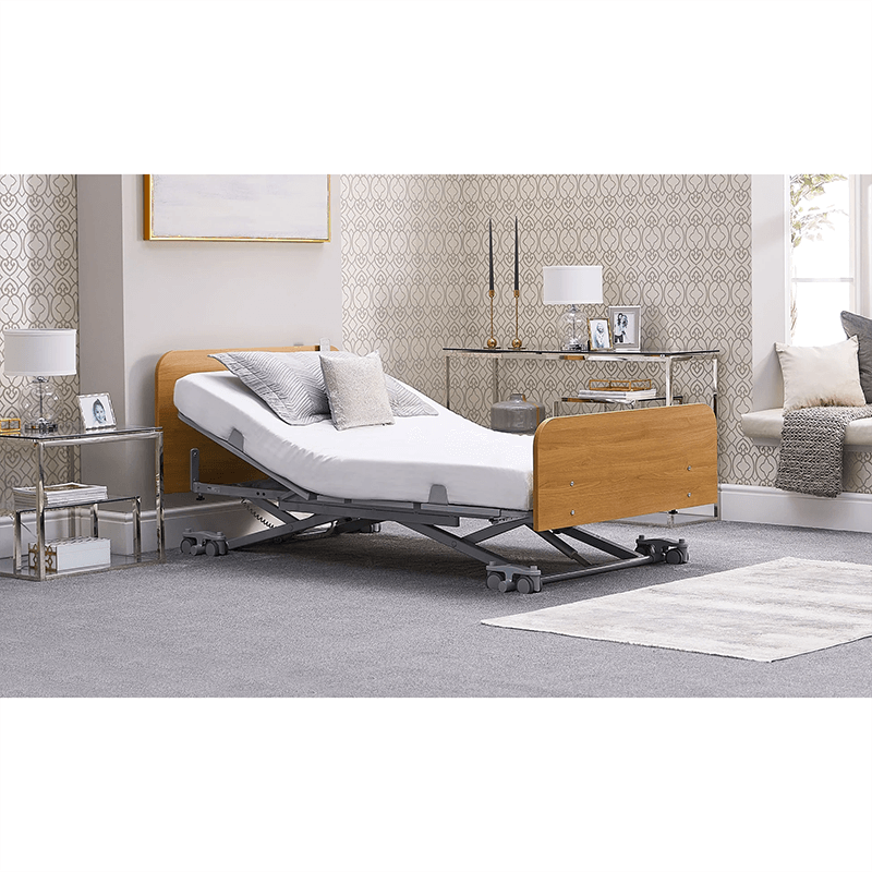 The Opera Solo profiling floor bed is an excellent option if you or a loved one needs advanced care at home. Because of its extremely low floor height, the Solo is excellent for people with dementia and other cognitive disorders. The Solo is categorized as a floor bed, providing a safe sleeping height and lowering the danger of harm from bed collapses. The entire bed may be raised to waist level on the profiling bed and lowered to the floor using its "all-in-one" height range.