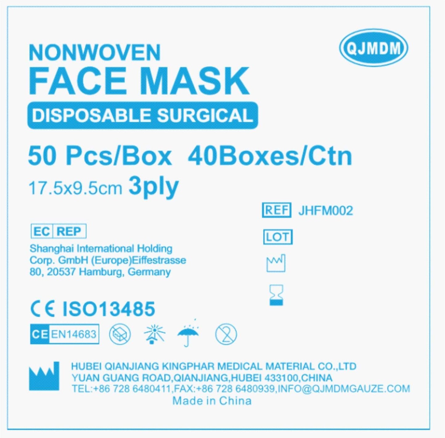 ypeIINonWoven3PlySurgicalFaceMaskBoxLabel