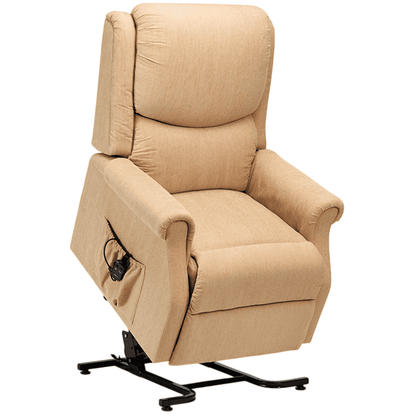 The Como Petite Riser Recliner has a smooth, comfy chenille upholstery fabric that is delightful and comforting. The motor is smooth and quiet, assisting users in rising or reclining to sleep. The Indiana's soft padded, curved seat and back make it more comfortable, and it has a convenient side pocket for storing items. The remote is simple to utilise, with only two buttons.