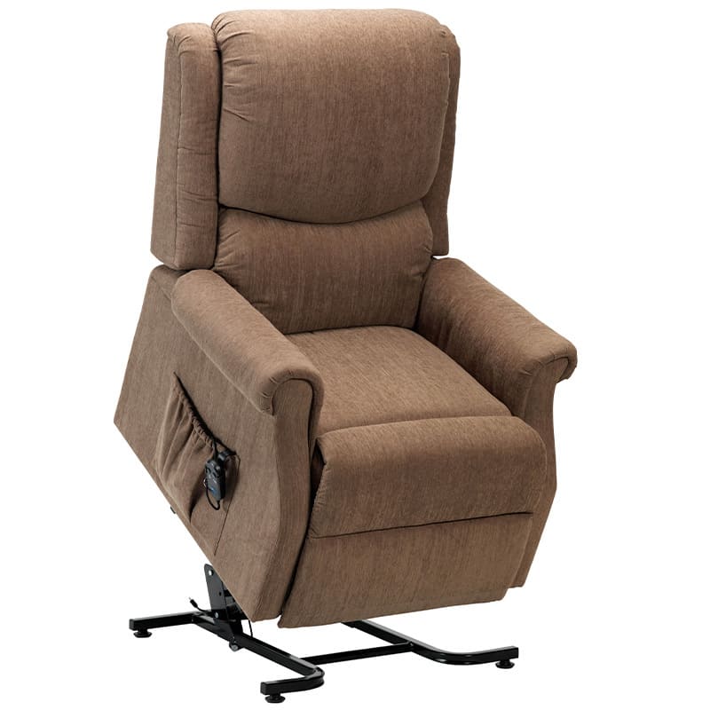 The Como Petite Riser Recliner has a smooth, comfy chenille upholstery fabric that is delightful and comforting. The motor is smooth and quiet, assisting users in rising or reclining to sleep. The Indiana's soft padded, curved seat and back make it more comfortable, and it has a convenient side pocket for storing items. The remote is simple to utilise, with only two buttons.