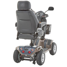 Load image into Gallery viewer, The Motion Healthcare Xcite Li Mobility Scooter offers a 45-mile range and 8 mph top speed with safe lithium phosphate batteries. It features large wheels, suspension, a padded Captain&#39;s seat, and an adjustable tiller.  Ideal for all terrains, it includes lights, indicators, a horn, and high ground clearance, supporting up to 25 stone. Additional conveniences are a storage basket and USB charging port.  The Xcite Li combines modern styling, ease of use, and robust performance for all journeys.