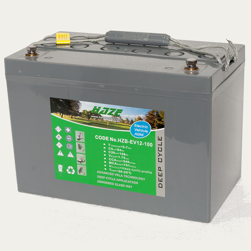 Mobility World UK Haze HZB-EV12-100 AGM-EV Deep Cycle Mobility and Golf Battery - 108Ah