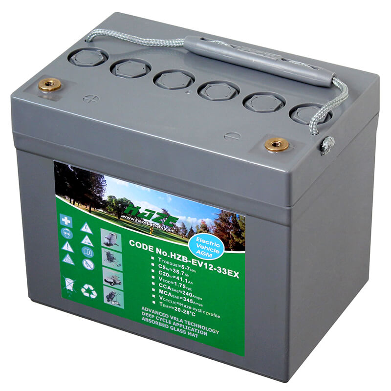 Mobility World UK Haze HZB EV12 33EX AGM-EV Deep Cycle Mobility and Golf Battery - 41.1Ah