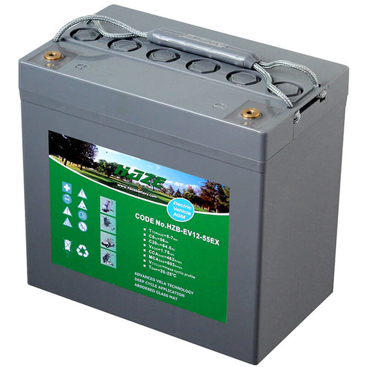 Mobility World UK Haze HZB EV12 55EX AGM-EV Deep Cycle Mobility and Golf Battery - 64.5Ah