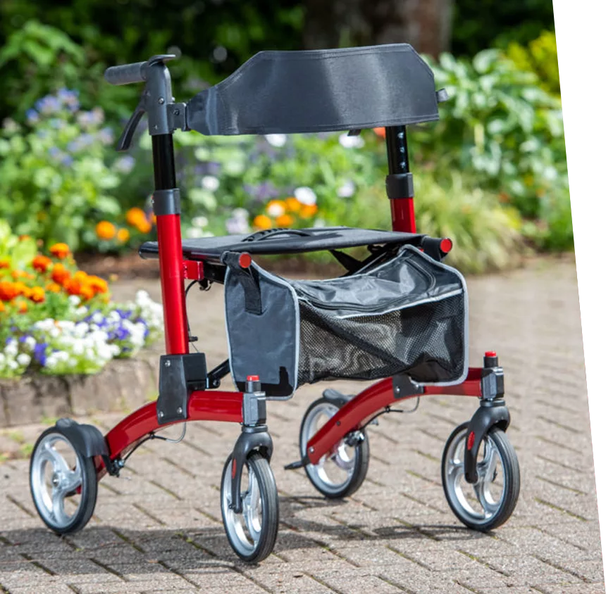 Red Fold Down Rollator