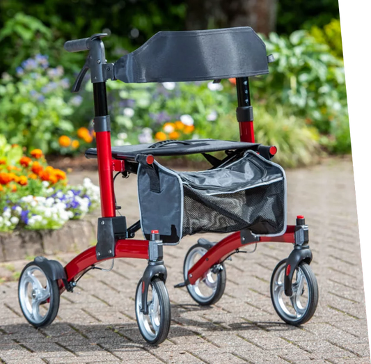 Red Fold Down Rollator